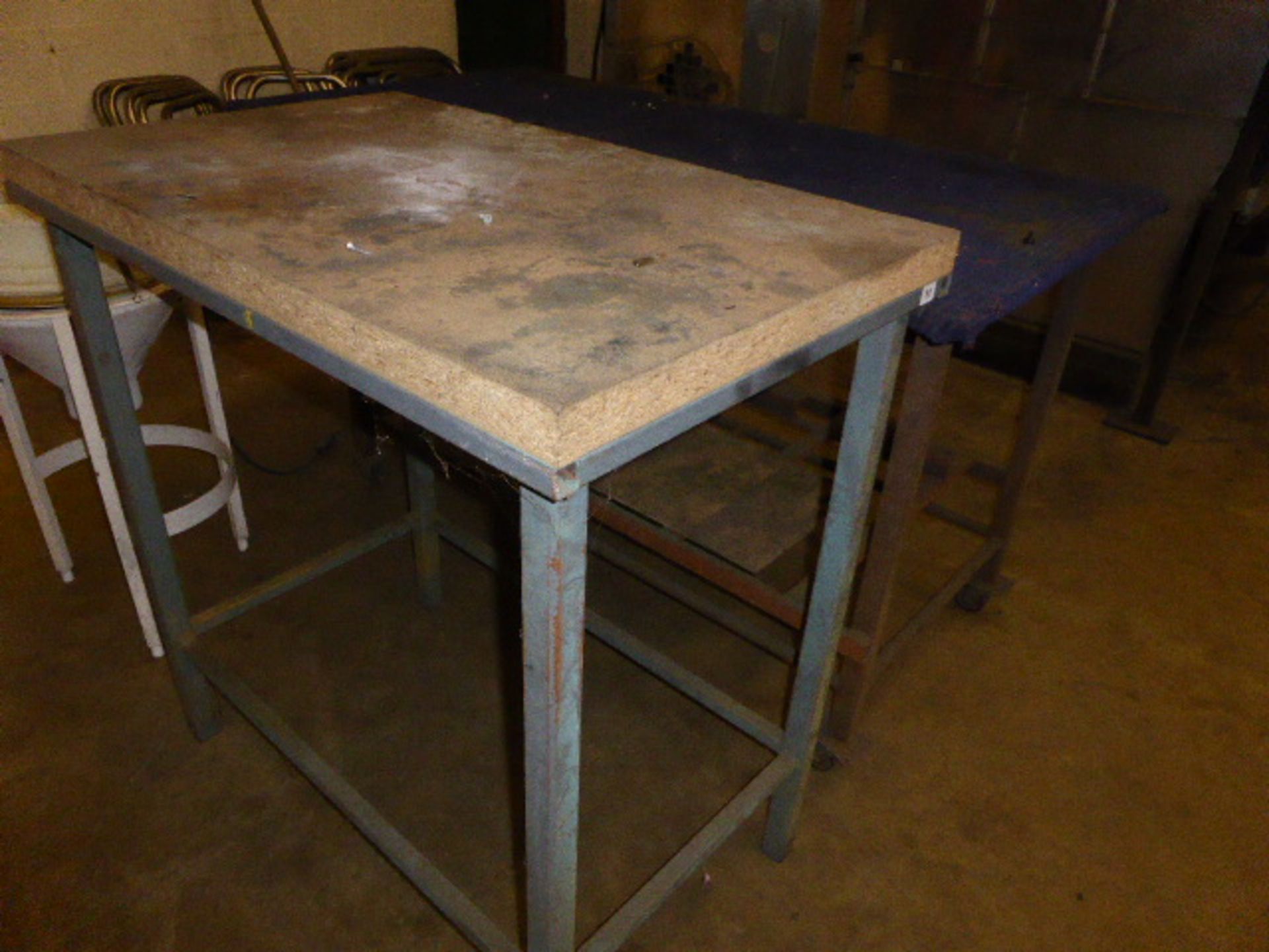 Workshop table measuring 100cm x 60cm, plus another workshop table measuring 1.6m x 85cm