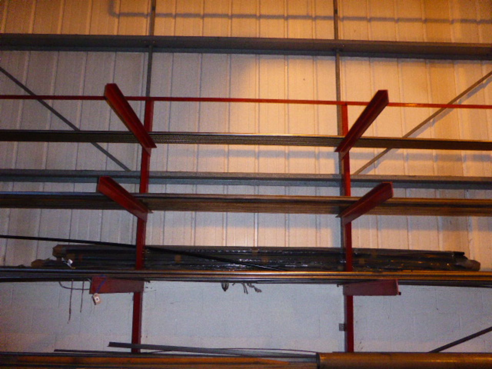 Cantilever stock rack built from steel angle lengths approx 4m tall x 5m long (stock not included)