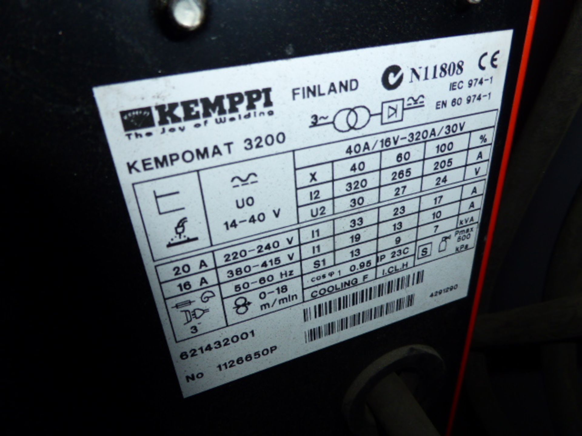 Kempomat model 3200 MIG welder, 3 phase electric - Image 2 of 2