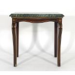 A Regency marble topped, rosewood and brass inlaid console table,