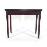 A 19th century mahogany and strung card table on square tapering legs, w.