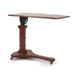 A Victorian mahogany adjustable reading table on a single column and platform base, l.