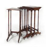 A 19th century mahogany nest of quartetto tables on turned legs joined by stretchers, w. 45.