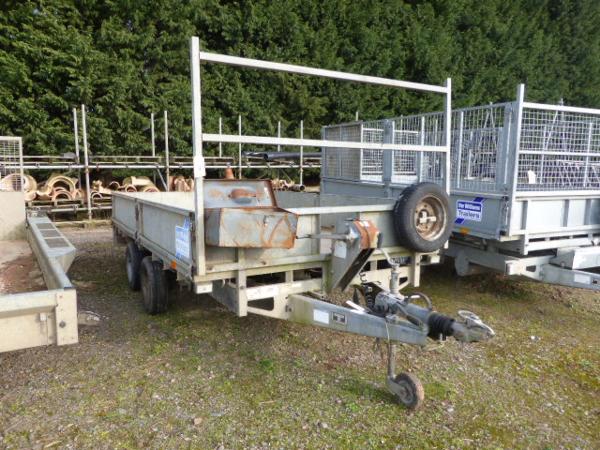 Ifor Williams Type LM126G 4m twin axle galvanized drop side plant trailer with winch capacity 3500kg - Image 2 of 10