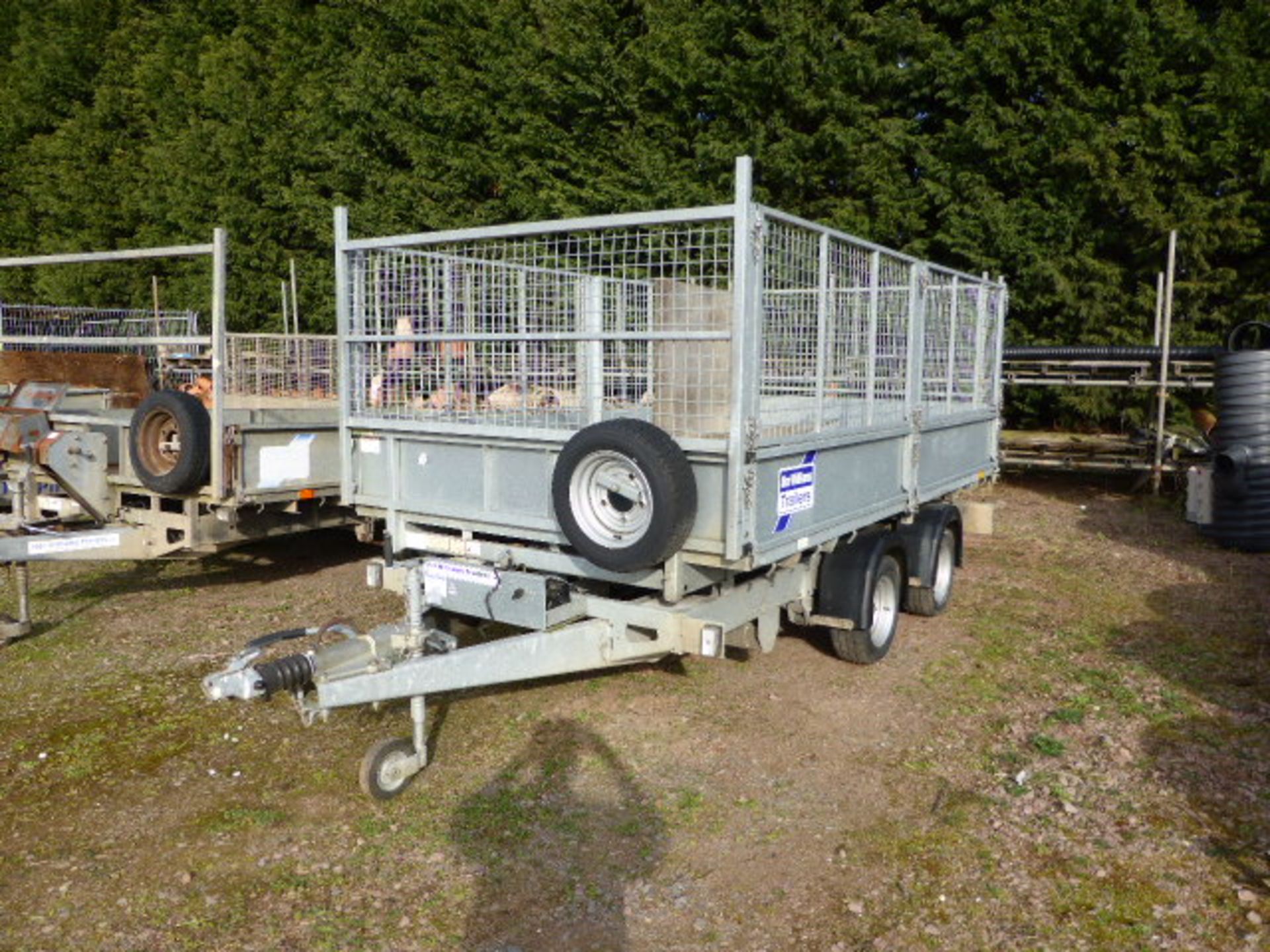 Ifor Williams Type TT126G 4m galvanized twin axle tipping trailer with drop sides, extension mesh - Image 2 of 8