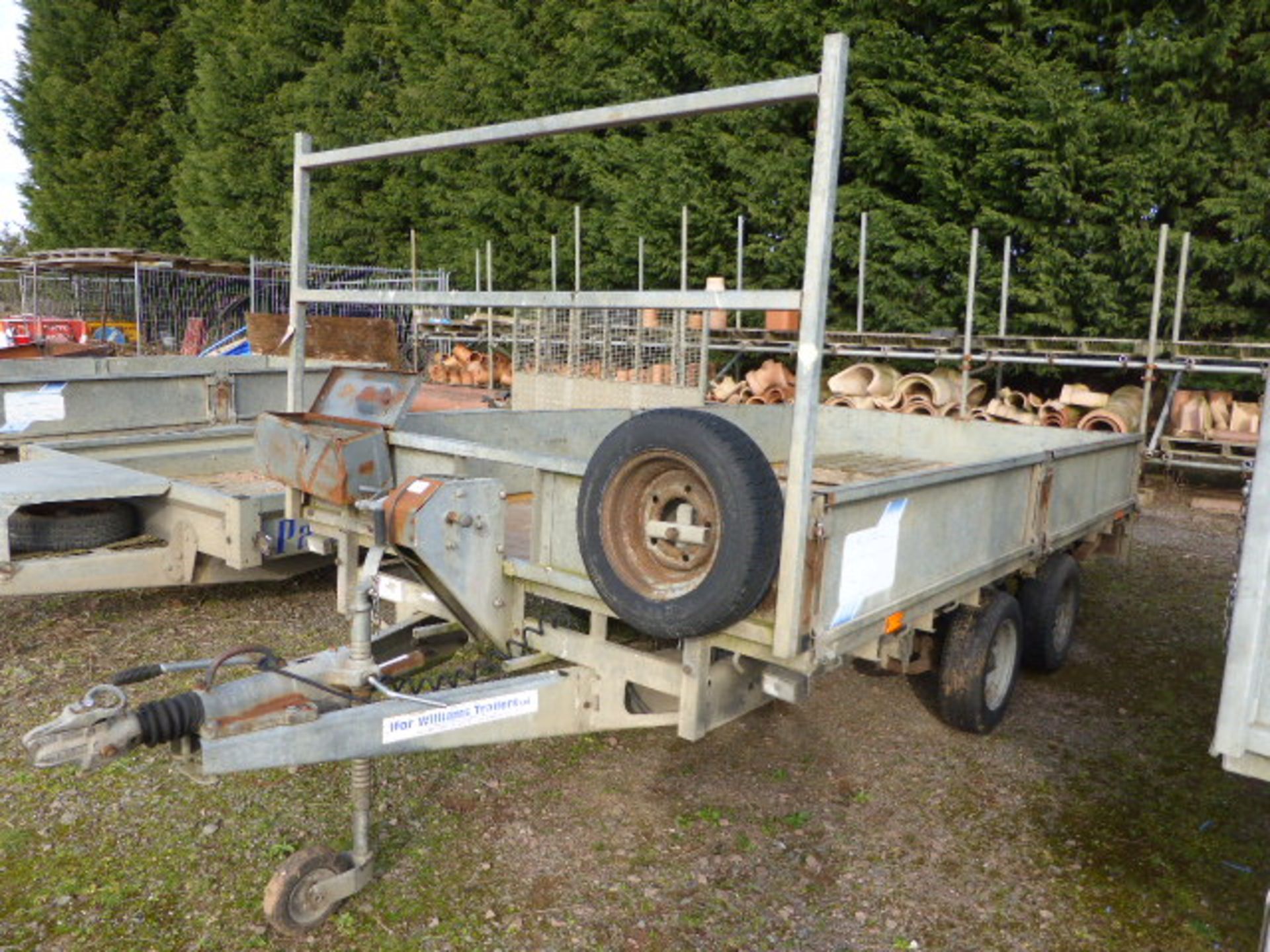 Ifor Williams Type LM126G 4m twin axle galvanized drop side plant trailer with winch capacity 3500kg - Image 3 of 10