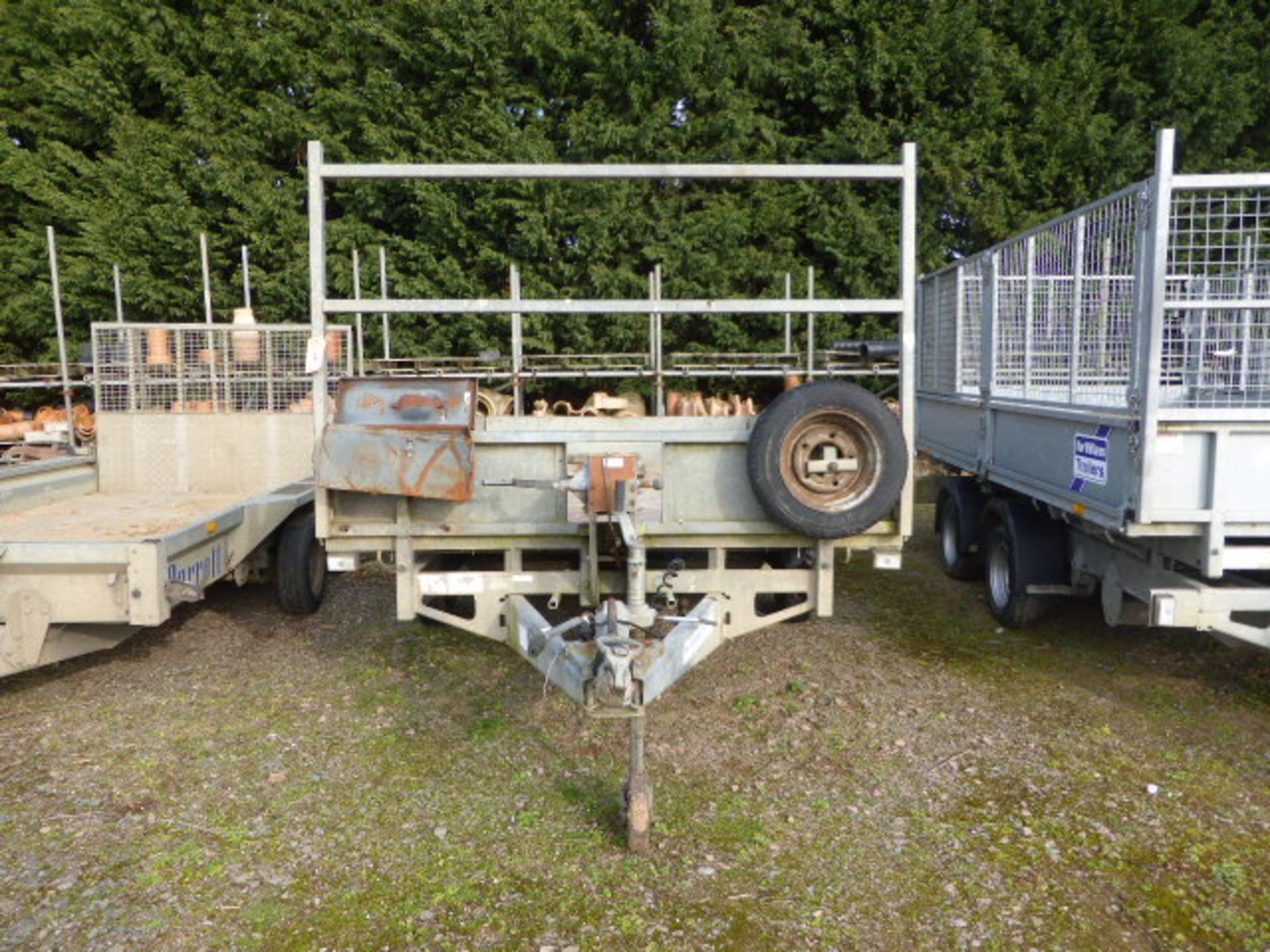 Ifor Williams Type LM126G 4m twin axle galvanized drop side plant trailer with winch capacity 3500kg