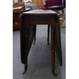 A late 19th century mahogany sutherland table on slender turned legs, extends to 90.