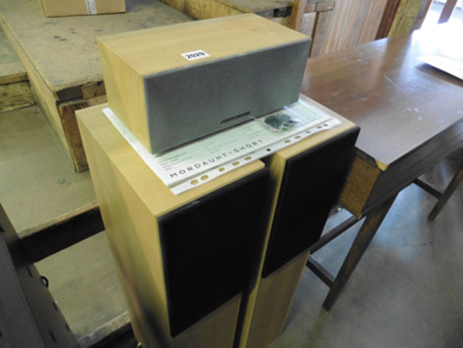 2 Mordaunt-Short Avant 904i speakers and 1 Mordaunt-Short MS304 centre speaker