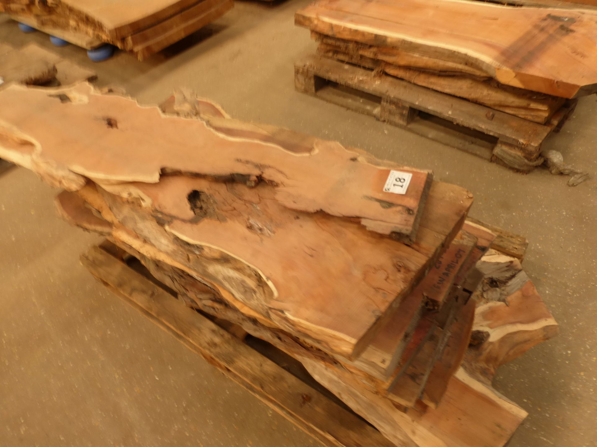 A pallet of 8 planks of waney edge yew in various sizes - Image 5 of 5