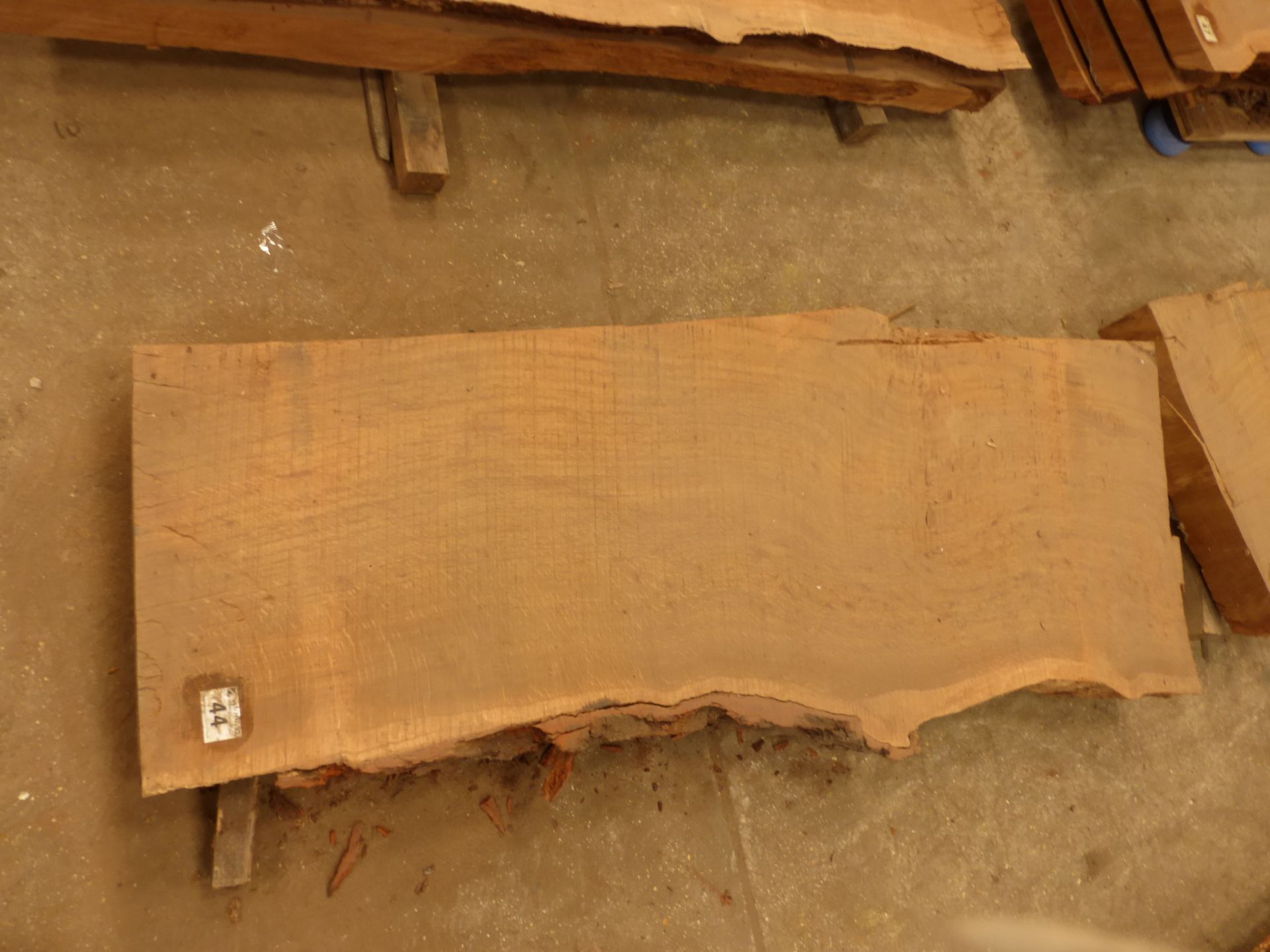 Single brown oak waney edge plank 1900 x 550 x 120mm