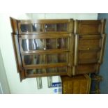 A Victorian mahogany break-front bookcase cabinet,