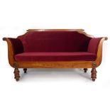 A 19th century and later continental ash and upholstered two seater sofa with a Regency-type frame