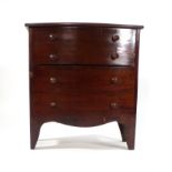 A 19th century mahogany bow fronted commode on bracket feet, w.