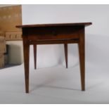 A late 19th/early 20th century fruitwood refectory table with three frieze drawers, l.