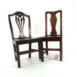 Two 18th century oak, ash and elm chairs with solid seats,