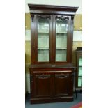 A Victorian-type mahogany bookcase cabinet,