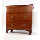 A Victorian mahogany chest of three long drawers on bracket feet, w.