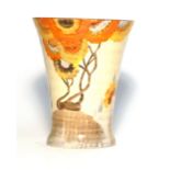 Clarice Cliff for Wilkinson, a 'Rhodanthe' pattern vase of ridged tapering form, h. 17.