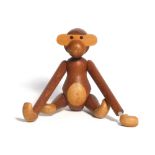 A 1960/70's Danish teak and limba articulated swinging monkey by Kay Bojesen, stamps to hand, h.