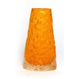A Whitefriars tangerine 'Volcano' vase, h.