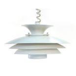 A 1970's white four tier ceiling light in the manner of Louis Poulsen CONDITION REPORT: