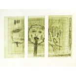 Dunson, a stylized triptych 'Testimony', signed in pencil, dated '94 and numbered 2/3,