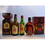 3 various bottles, 1x Dimple fine old original 15 yr old deluxe Scotch Whisky with box 40% 70cl,