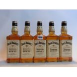5 bottles of Jack Daniel's original recipe Tennessee Honey Whiskey liqueur 35% 70cl each