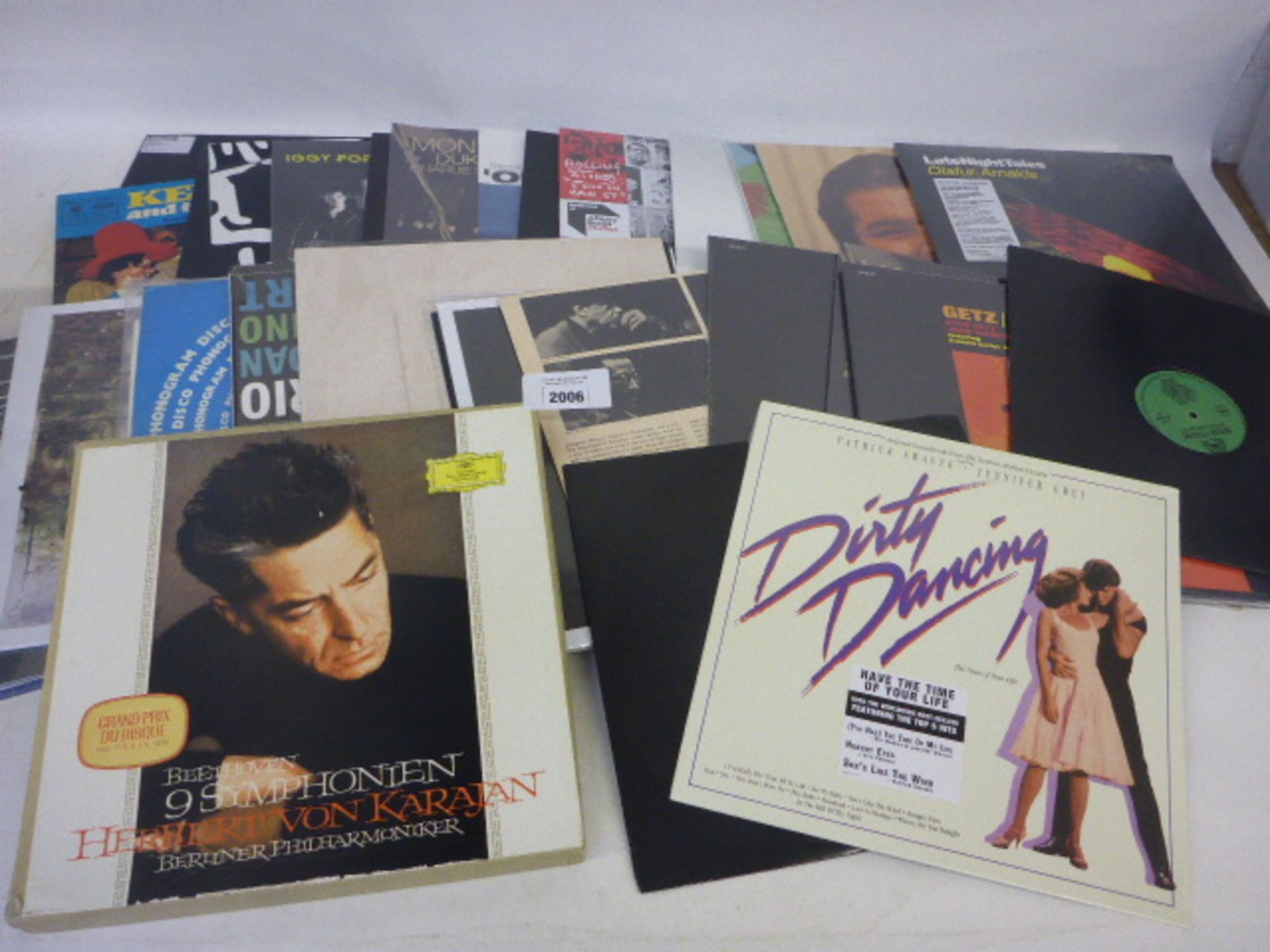Collection of LP records including Weezer, Rolling Stones, Duke Ellington, Iggy Pop, Ken Dodd etc