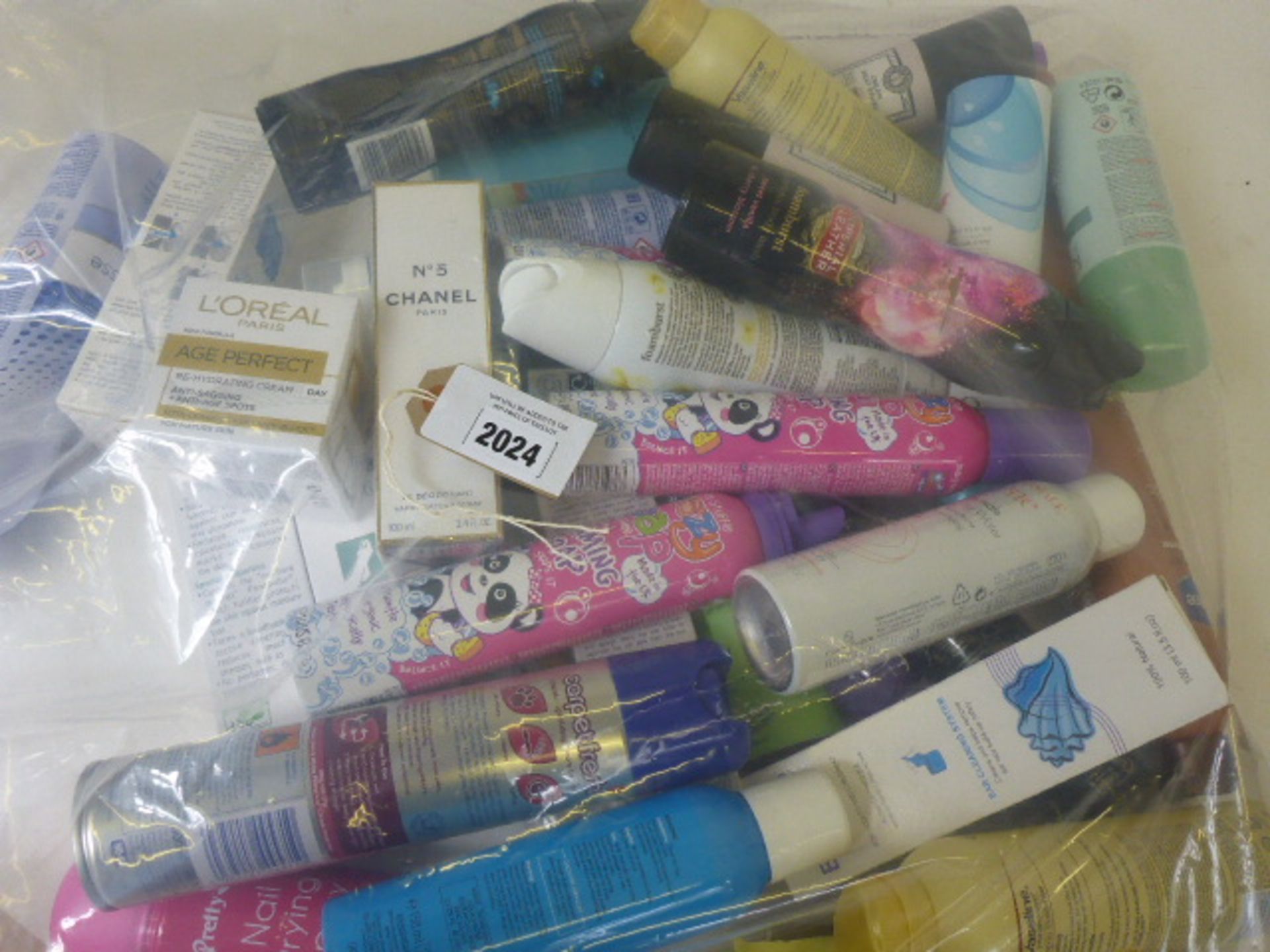 Small bag of body wash, foaming soap, ear cleaning systems, Diabetic foam wash, moisturizer etc