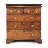 An 18th century oak chest of drawers,