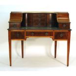 A late 19th century mahogany, walnut and inlaid 'Carlton House'-type desk,