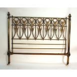 An Art Nouveau brass bedstead, internal width 152 cm CONDITION REPORT: Headboard,