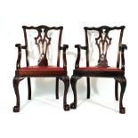 A set of eight Queen Anne-type mahogany and upholstered dining chairs,