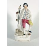 ***WITHDRAWN*** A Staffordshire flatback figure modelled as a shepherd and his sheep, h.