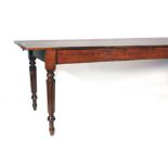 A stained oak refectory-type table on turned legs, l.