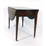 A 19th century mahogany Pembroke table with a single frieze drawer on square tapering legs, w.