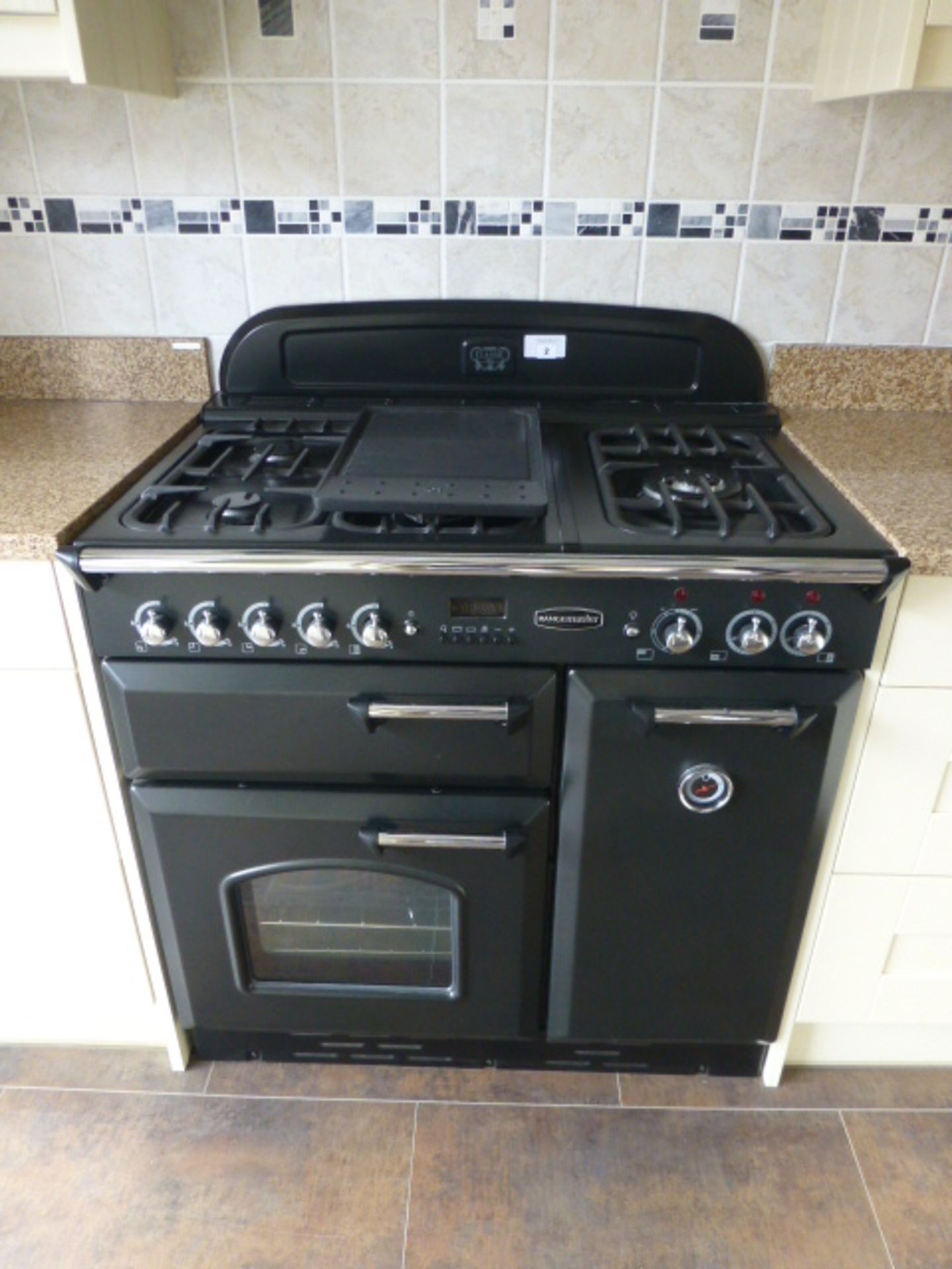 Rangemaster Classic 90 triple dual fuel range oven with 5 burner gas hob