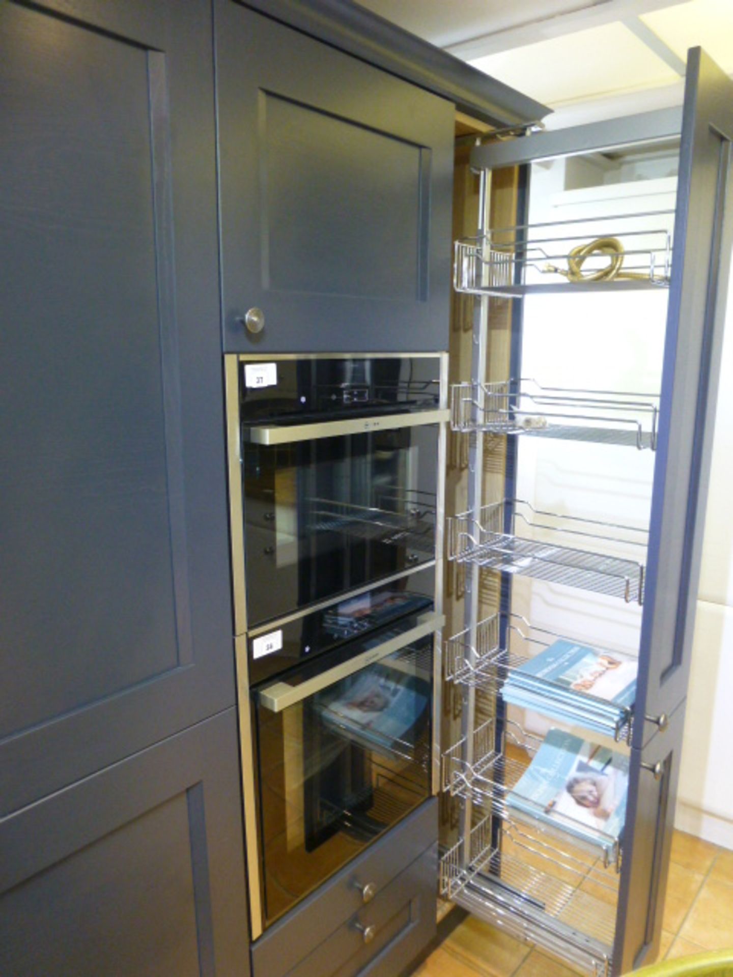 Masterclass Kitchen display approx. 180cm in Midnight blue with sliding storage and a Neff double - Image 3 of 8