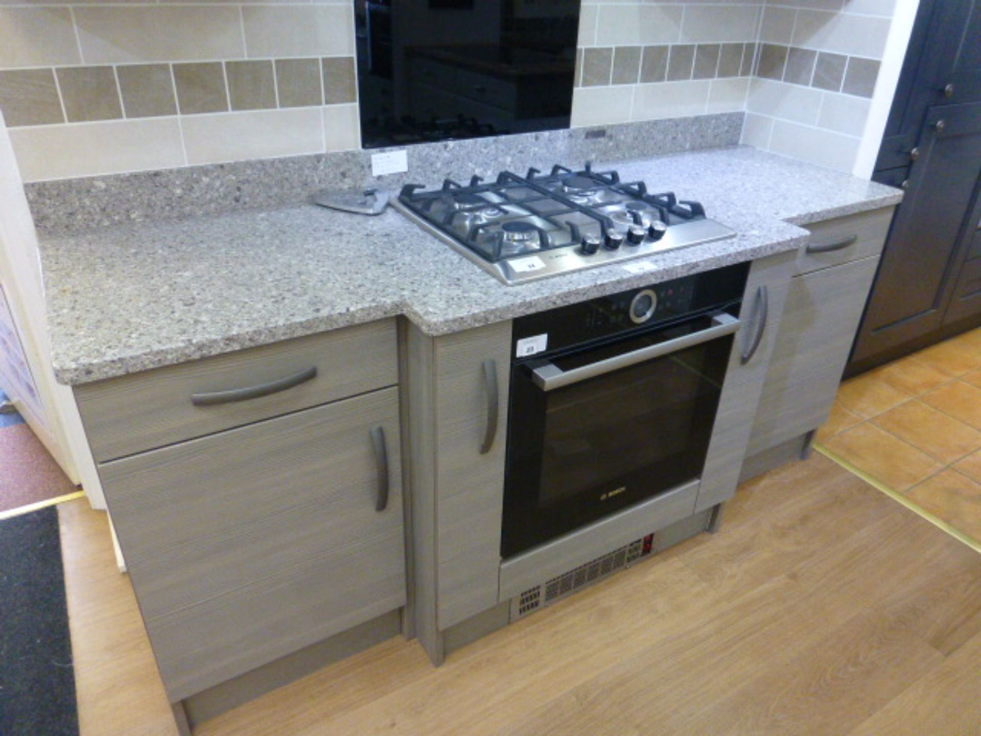 Masterclass Kitchen display approx. 198cm in Avola Grey and Champagne with quartz worktop and - Image 3 of 5