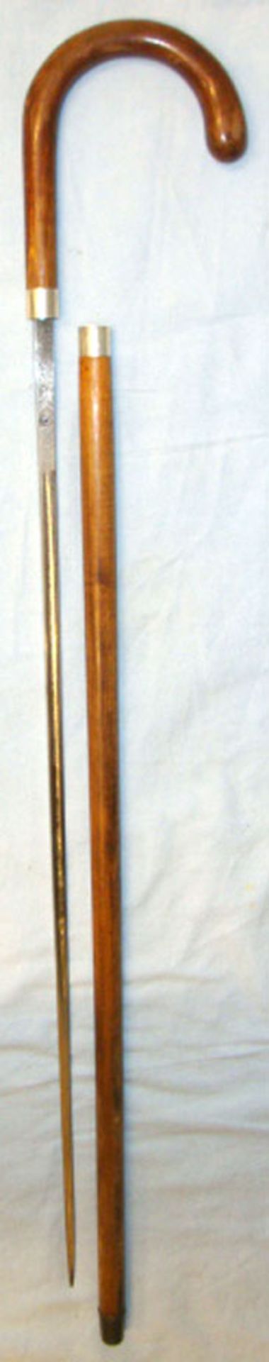 Victorian Era German Gentleman’s Silver Mounted Sword Stick With Tooled Spanish ‘Toledo’ Blade. - Image 2 of 3