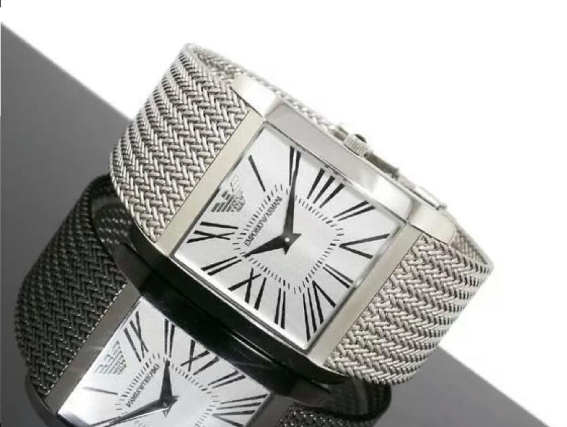 BRAND NEW EMPORIO ARMANI AR2014, GENTS MESH SILVER TONE BRACELET WATCH - RRP £299, FREE P & P - Image 3 of 3