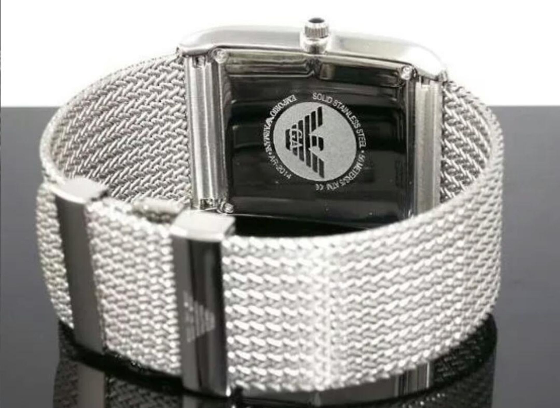 BRAND NEW EMPORIO ARMANI AR2014, GENTS MESH SILVER TONE BRACELET WATCH - RRP £299, FREE P & P - Image 2 of 3