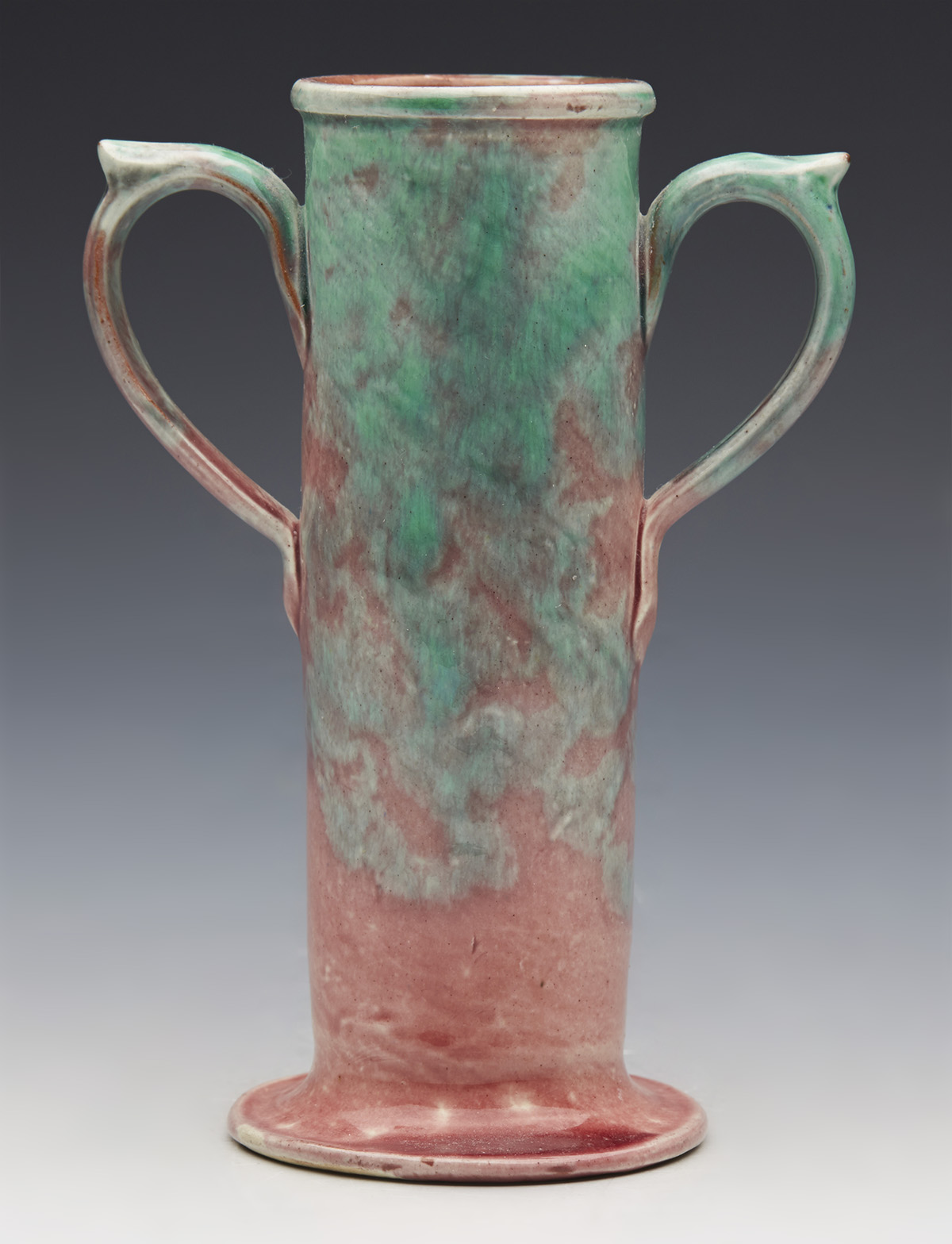 GLAZED ARTS & CRAFTS WILLIAM BARON TWIN HANDLED VASE c.1905 - Image 3 of 10