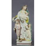 ANTIQUE PEARLWARE CHARITY WITH THREE CHILDREN C.1800