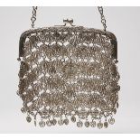 ANTIQUE CHINESE HEAVY SILVER FILIGREE CHAIN PURSE c.1900