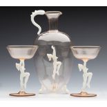 ART DECO BIMINI WERKSSTATTE GLASS COCKTAIL SET BY FRITZ LAMPL C.1930