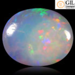 4.57 ct GIL Certified Oval Cabochon (15 x 12 mm) Flashing Multi Rainbow Opal