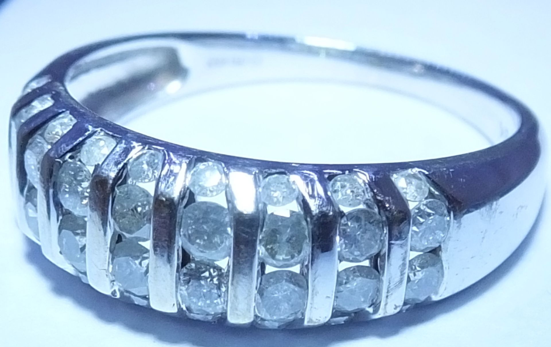 A 9ct White gold diamond  ring. With a pave-set diamond tapered band ring. Estimated total diamond - Image 3 of 3